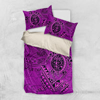 Hawaii Monk Seal and Dolphin Bedding Set Polynesian Kakau Pattern Pink LT03 US Twin 172cm x 218cm Pink - Polynesian Pride