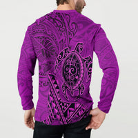 Hawaii Monk Seal and Dolphin Button Sweatshirt Polynesian Kakau Pattern Pink LT03 - Polynesian Pride