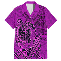 Hawaii Monk Seal and Dolphin Family Matching Off Shoulder Maxi Dress and Hawaiian Shirt Polynesian Kakau Pattern Pink LT03 Dad's Shirt - Short Sleeve Pink - Polynesian Pride