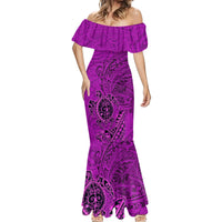 Hawaii Monk Seal and Dolphin Mermaid Dress Polynesian Kakau Pattern Pink LT03 - Polynesian Pride