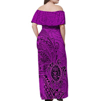 Hawaii Monk Seal and Dolphin Off Shoulder Maxi Dress Polynesian Kakau Pattern Pink LT03 - Polynesian Pride