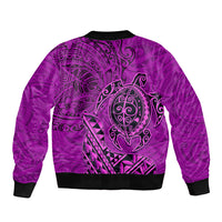 Hawaii Monk Seal and Dolphin Sleeve Zip Bomber Jacket Polynesian Kakau Pattern Pink LT03 - Polynesian Pride