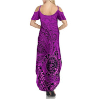 Hawaii Monk Seal and Dolphin Summer Maxi Dress Polynesian Kakau Pattern Pink LT03 - Polynesian Pride