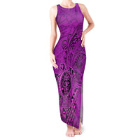 Hawaii Monk Seal and Dolphin Tank Maxi Dress Polynesian Kakau Pattern Pink LT03 Women Pink - Polynesian Pride