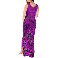 Hawaii Monk Seal and Dolphin Tank Maxi Dress Polynesian Kakau Pattern Pink LT03 - Polynesian Pride