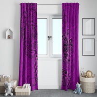 Hawaii Monk Seal and Dolphin Window Curtain Polynesian Kakau Pattern Pink LT03 - Polynesian Pride