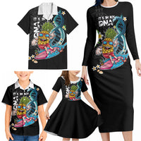 Hawaii Pineapple Surfing Family Matching Long Sleeve Bodycon Dress and Hawaiian Shirt It's in My DNA - Kakau and Polynesian Pattern LT03 - Polynesian Pride