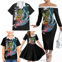 Hawaii Pineapple Surfing Family Matching Off The Shoulder Long Sleeve Dress and Hawaiian Shirt It's in My DNA - Kakau and Polynesian Pattern LT03 - Polynesian Pride
