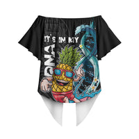 Hawaii Pineapple Surfing Off Shoulder Wrap Waist Top It's in My DNA - Kakau and Polynesian Pattern LT03 - Polynesian Pride