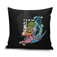 Hawaii Pineapple Surfing Pillow Cover It's in My DNA - Kakau and Polynesian Pattern LT03 Black - Polynesian Pride