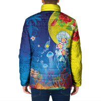Palau Padded Jacket Jellyfish with Coral Reefs Ocean Vibe and Tapa Pattern LT03 - Polynesian Pride