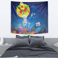Palau Tapestry Jellyfish with Coral Reefs Ocean Vibe and Tapa Pattern LT03 - Polynesian Pride