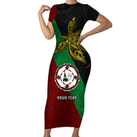 Custom Papua New Guinea East New Britain Province Short Sleeve Bodycon Dress PNG Birds Of Paradise Polynesian Arty Style LT03 Long Dress Green - Polynesian Pride