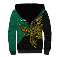 Custom Papua New Guinea Enga Province Sherpa Hoodie PNG Birds Of Paradise Polynesian Arty Style LT03 - Polynesian Pride