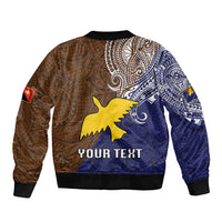 Custom Papua New Guinea Manus Province Sleeve Zip Bomber Jacket PNG Birds Of Paradise Polynesian Arty Style LT03 - Polynesian Pride