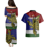 Custom Papua New Guinea Milne Bay Province Couples Matching Puletasi Dress and Hawaiian Shirt PNG Birds Of Paradise Polynesian Arty Style LT03 - Polynesian Pride