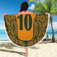 Custom Australia Rugby Championship 2024 Beach Blanket Aboriginal Art Tattoo Pattern LT03 - Polynesian Pride