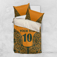 Custom Australia Rugby Championship 2024 Bedding Set Aboriginal Art Tattoo Pattern