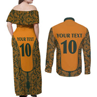 Custom Australia Rugby Championship 2024 Couples Matching Off Shoulder Maxi Dress and Long Sleeve Button Shirt Aboriginal Art Tattoo Pattern LT03 - Polynesian Pride