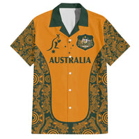 Custom Australia Rugby Championship 2024 Hawaiian Shirt Aboriginal Art Tattoo Pattern LT03 Yellow - Polynesian Pride
