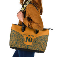 Custom Australia Rugby Championship 2024 Leather Tote Bag Aboriginal Art Tattoo Pattern