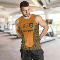Custom Australia Rugby Championship 2024 Men Tank Top Aboriginal Art Tattoo Pattern LT03 Yellow - Polynesian Pride