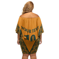 Custom Australia Rugby Championship 2024 Off Shoulder Short Dress Aboriginal Art Tattoo Pattern LT03 - Polynesian Pride