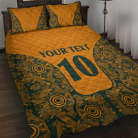 Custom Australia Rugby Championship 2024 Quilt Bed Set Aboriginal Art Tattoo Pattern LT03 Yellow - Polynesian Pride
