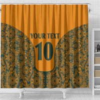 Custom Australia Rugby Championship 2024 Shower Curtain Aboriginal Art Tattoo Pattern LT03 - Polynesian Pride