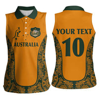 Custom Australia Rugby Championship 2024 Women Sleeveless Polo Shirt Aboriginal Art Tattoo Pattern