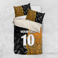 Custom New Zealand and Australia Rugby Championship 2024 Bedding Set Maori Warrior and Kangaroo Mascot with Fern Aboriginal