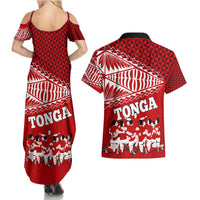 Tonga Rugby Couples Matching Summer Maxi Dress and Hawaiian Shirt Sipi Tau Dance Ngatu Pattern LT03 - Polynesian Pride