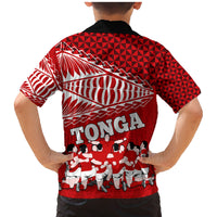 Tonga Rugby Family Matching Mermaid Dress and Hawaiian Shirt Sipi Tau Dance Ngatu Pattern LT03 - Polynesian Pride