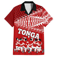 Tonga Rugby Hawaiian Shirt Sipi Tau Dance Ngatu Pattern LT03 Red - Polynesian Pride