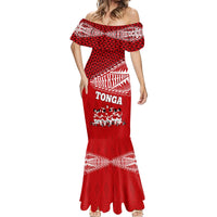 Tonga Rugby Mermaid Dress Sipi Tau Dance Ngatu Pattern LT03 - Polynesian Pride