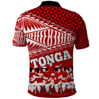 Tonga Rugby Polo Shirt Sipi Tau Dance Ngatu Pattern LT03 - Polynesian Pride