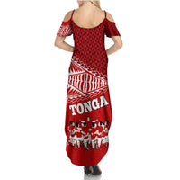 Tonga Rugby Summer Maxi Dress Sipi Tau Dance Ngatu Pattern LT03 - Polynesian Pride