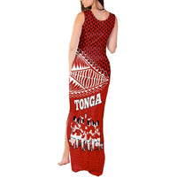 Tonga Rugby Tank Maxi Dress Sipi Tau Dance Ngatu Pattern LT03 - Polynesian Pride