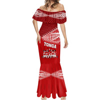Personalised Tonga Rugby Mermaid Dress Sipi Tau Dance Ngatu Pattern LT03 - Polynesian Pride