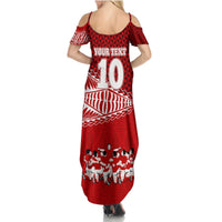 Personalised Tonga Rugby Summer Maxi Dress Sipi Tau Dance Ngatu Pattern LT03 - Polynesian Pride