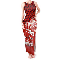 Personalised Tonga Rugby Tank Maxi Dress Sipi Tau Dance Ngatu Pattern LT03 Women Red - Polynesian Pride