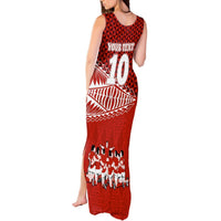 Personalised Tonga Rugby Tank Maxi Dress Sipi Tau Dance Ngatu Pattern LT03 - Polynesian Pride