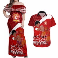 tonga-rugby-couples-matching-off-shoulder-maxi-dress-and-hawaiian-shirt-sipi-tau-dance-coat-of-arms-ngatu-pattern