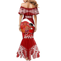 Tonga Rugby Mermaid Dress Sipi Tau Dance Coat of Arms Ngatu Pattern LT03 - Polynesian Pride