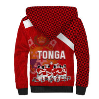 Tonga Rugby Sherpa Hoodie Sipi Tau Dance Coat of Arms Ngatu Pattern LT03 - Polynesian Pride