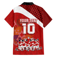 Personalised Tonga Rugby Hawaiian Shirt Sipi Tau Dance Coat of Arms Ngatu Pattern LT03 - Polynesian Pride