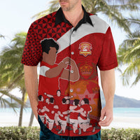 Personalised Tonga Rugby Hawaiian Shirt Sipi Tau Dance Coat of Arms Ngatu Pattern LT03 - Polynesian Pride