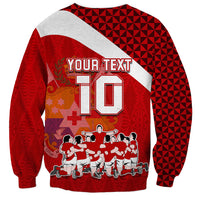 Personalised Tonga Rugby Sweatshirt Sipi Tau Dance Coat of Arms Ngatu Pattern LT03 - Polynesian Pride