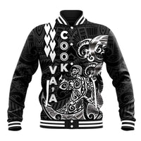Cook Islands Va'a Polynesian Art Tattoo Baseball Jacket Black Color LT03 Unisex Black - Polynesian Pride