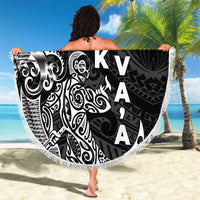 Cook Islands Va'a Polynesian Art Tattoo Beach Blanket Black Color LT03 - Polynesian Pride